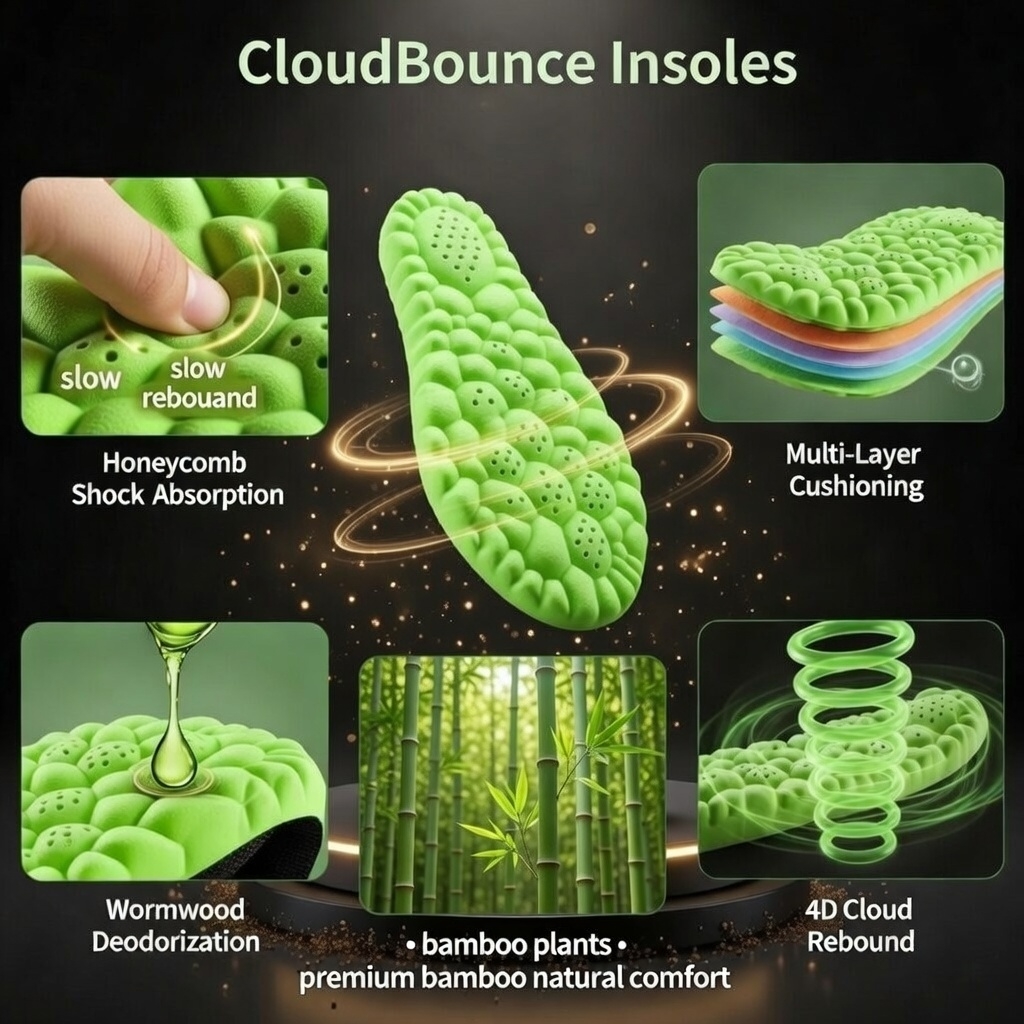 Natural 4D Cloud Comfort Sport Insoles – Super Soft Shock Absorption Orthopedic Inserts for Running & Basketball Shoes